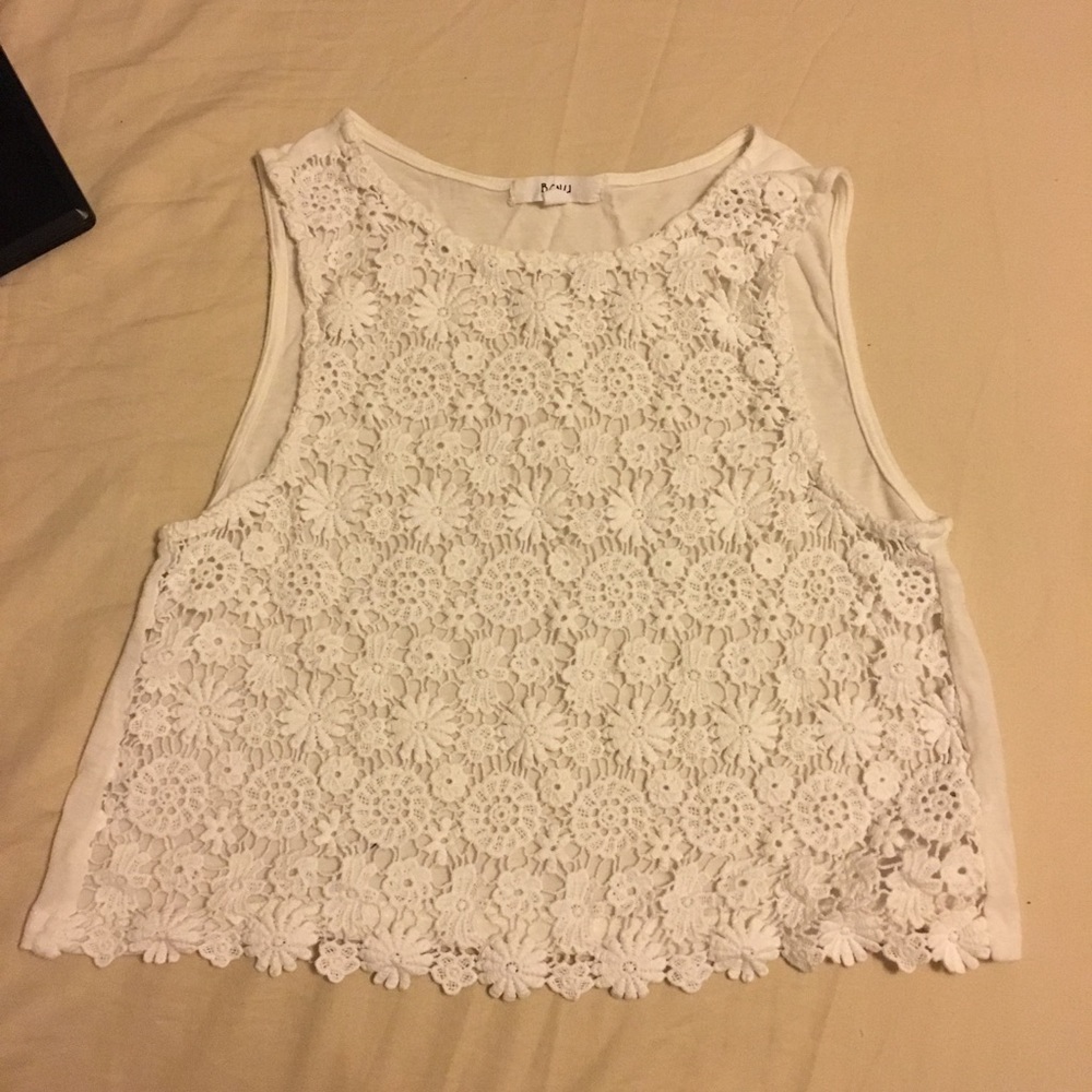 White Floral lace tank top
